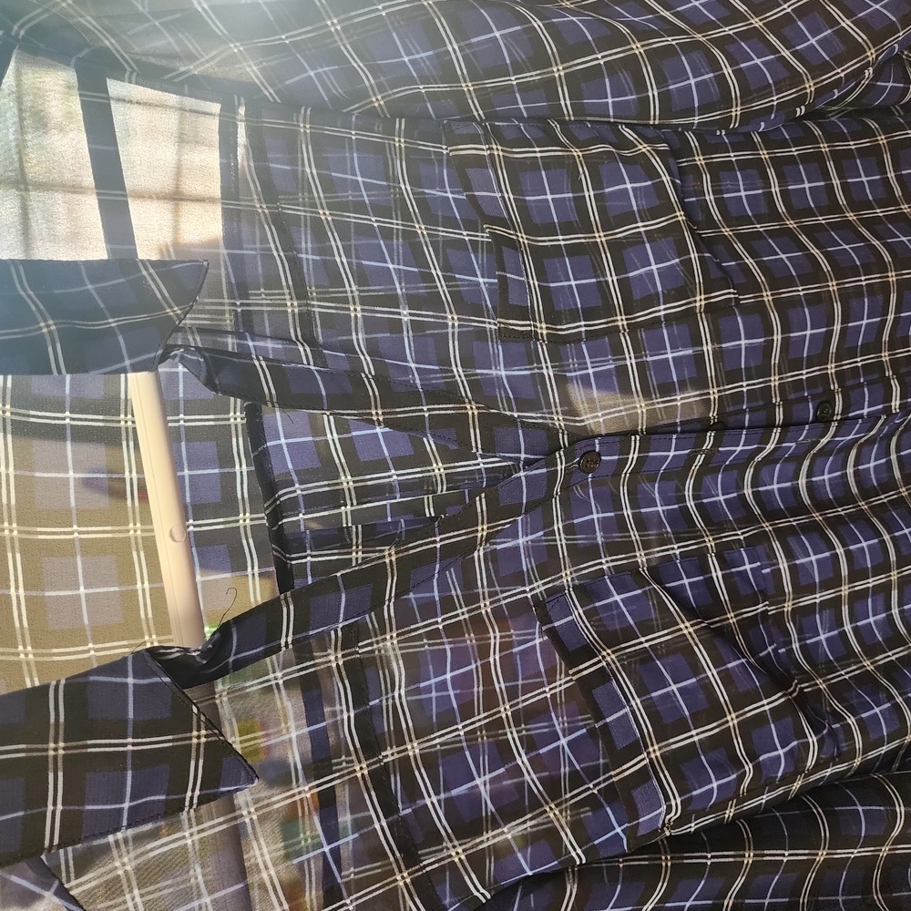 Blue and Black Plaid Shirt